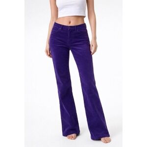Talbots Women's High-Waist Straight-Leg Corduroy Pants Size 8 Royal Purple Grung